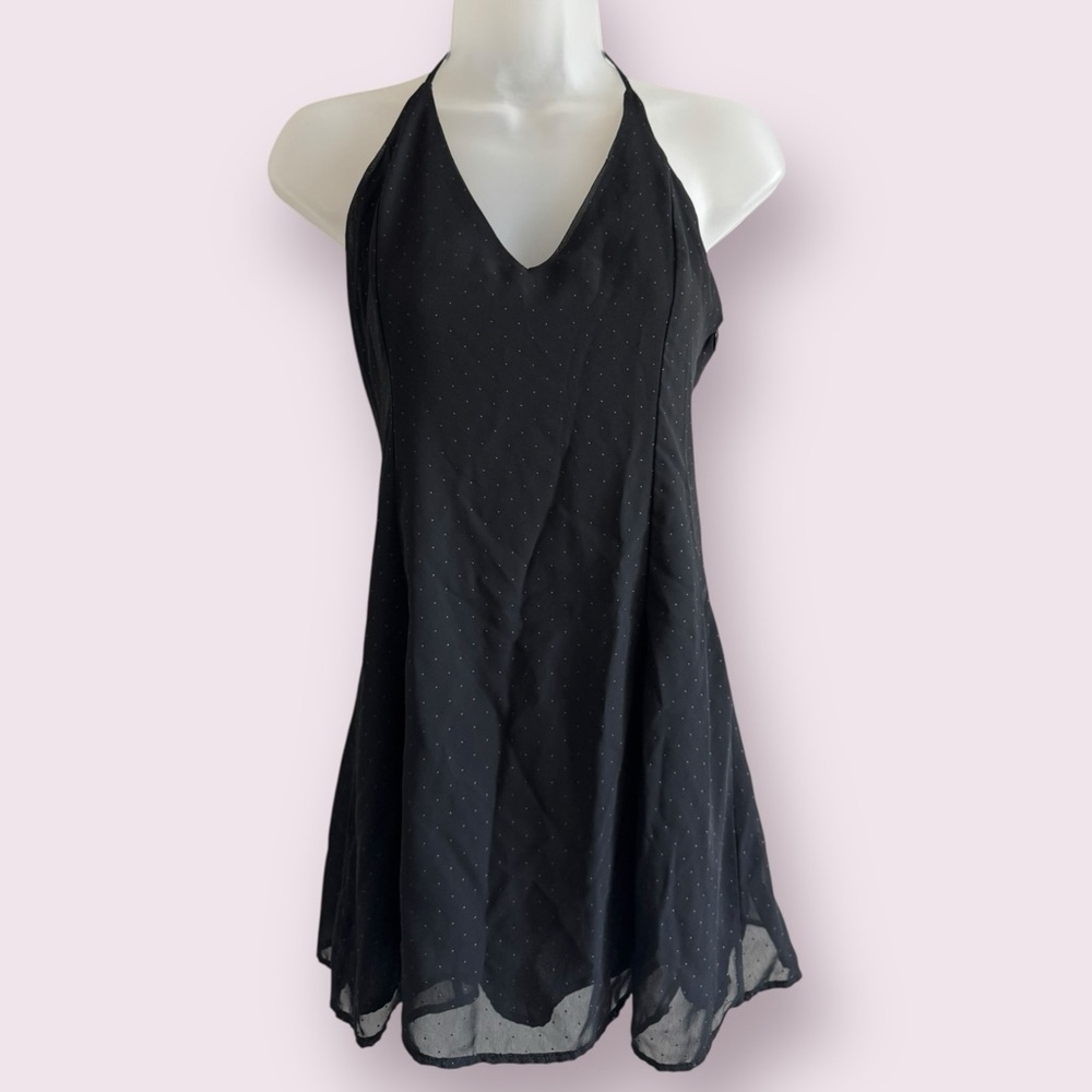 Nasty Gal Black Textured Dot Halter Top Sleeveless XS
